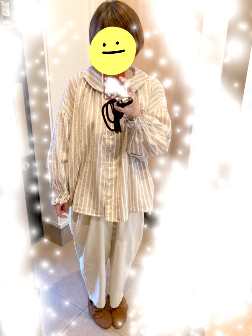 「サマンサ モスモス(Samansa Mos2)」｜「Minnetonkaのアイテム（シューズ、ブラウン系）」を使った、haruharuさん（キッズ・123cm）の春コーディネートの1枚目の写真