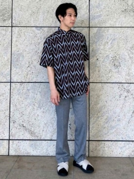「tk.TAKEO KIKUCHI（ティーケータケオキクチ）のアイテム（パンツ）」を使った、tk.TAKEO KIKUCHIあべのQ'smallさん（メンズ・180cm）の夏コーディネート