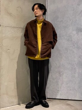 「マスタード」｜「アイテム（ブルゾン）」を使った、tk.TAKEO KIKUCHIあべのQ'smallさん（メンズ・170cm）の秋コーディネート