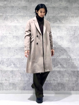 「tk.TAKEO KIKUCHI」｜「アイテム（チェスターコート）」を使った、tk.TAKEO KIKUCHIあべのQ'smallさん（メンズ・165cm）の秋コーディネート