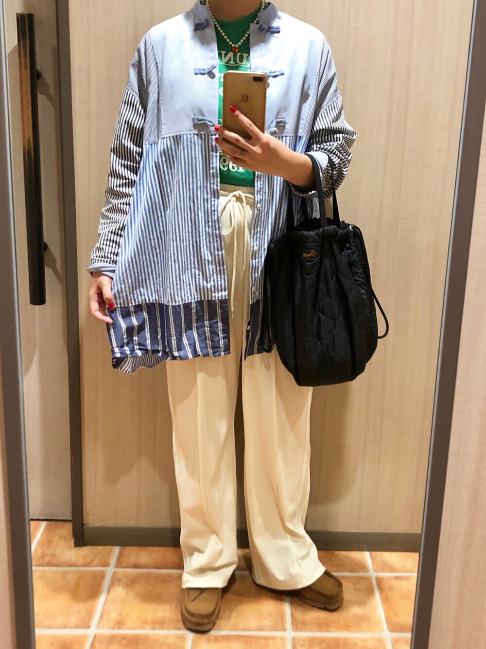 TORI-TO×BEAMS BOY チャイナボタン クレイジー シャツ ブラウス TORI-TO×BEAMS BOY チャイナボタン クレイジー シャツ ブラウス