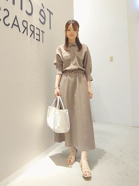 「ドルマンスリーブ」｜「アイテム（シャツワンピース）」を使った、みきさん（レディース・162cm）の春コーディネート
