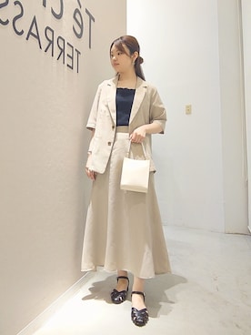 「Te chichi TERRASSE（テチチテラス）のアイテム（テーラードジャケット）」を使った、みきさん（レディース・162cm）の春コーディネート