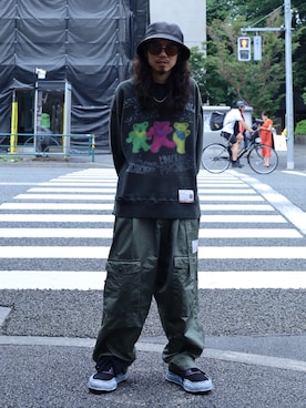 「ISAMU KATAYAMA BACKLASH（イサムカタヤマバックラッシュ）のアイテム」を使った、AOKIFLASH‼︎!さん（メンズ・166cm）の夏コーディネート