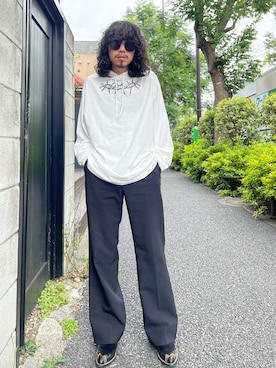 「プルオーバーパーカー」｜「アイテム（その他シューズ）」を使った、AOKIFLASH‼︎!さん（メンズ・166cm）の夏コーディネート