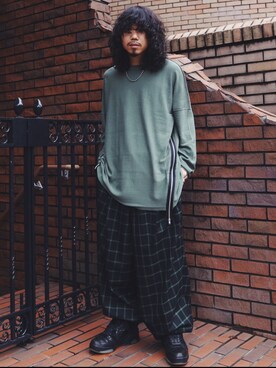 「ISAMU KATAYAMA BACKLASH（イサムカタヤマバックラッシュ）のアイテム（ニット/セーター）」を使った、AOKIFLASH‼︎!さん（メンズ・166cm）の夏コーディネート