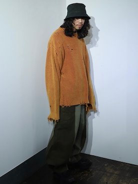 「ISAMU KATAYAMA BACKLASH（イサムカタヤマバックラッシュ）のアイテム（カーゴパンツ）」を使った、AOKIFLASH‼︎!さん（メンズ・166cm）の冬コーディネート