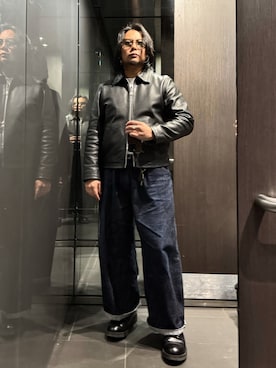 「MOSCOT（モスコット）のアイテム」を使った、コーナーさん（メンズ・175cm）の夏コーディネート
