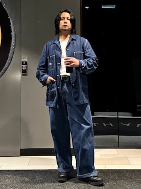 「Lee（リー）のアイテム（パンツ）」を使った、コーナーさん（メンズ・175cm）の春コーディネート