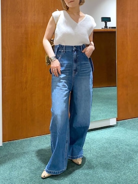 「ワイドパンツ」｜「アイテム（ブルー系）」を使った、BARNYARDSTORM / 碧さん（レディース・155cm）の春コーディネート