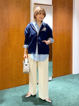 「ワイドパンツ」｜「アイテム（ブルー系）」を使った、BARNYARDSTORM / 碧さん（レディース・155cm）の秋コーディネート