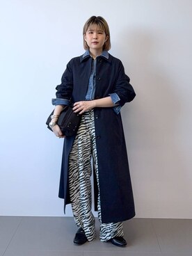 「ワイドパンツ」｜「アイテム（ブルー系）」を使った、BARNYARDSTORM / 碧さん（レディース・155cm）の冬コーディネート