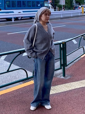 「ワイドパンツ」｜「アイテム（ブルー系）」を使った、BARNYARDSTORM / 碧さん（レディース・155cm）の秋コーディネート