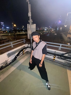 「b+ab（ビープラスエービー）のアイテム」を使った、Rickyho Lamさん（メンズ・179cm）の夏コーディネート