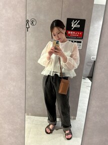 i_am ボリュームチュールブラウス　ブラック I_am（アイアム）の「volume tulle gather blouse / ボリューム