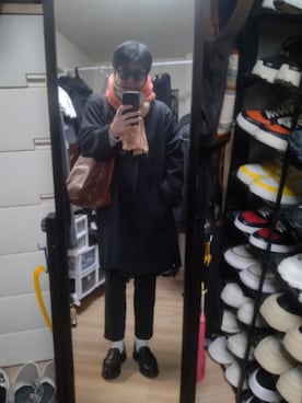 「アイテム（ステンカラーコート）」を使った、高さん（メンズ・176cm）の冬コーディネート