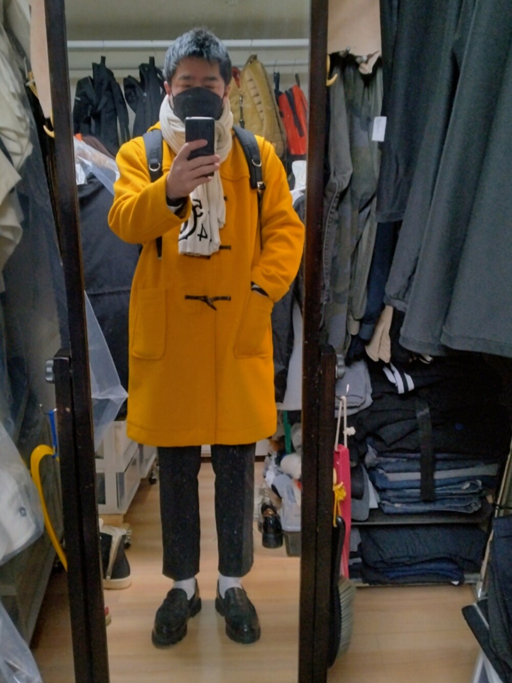 「Parabootの【Paraboot】パラブーツ メンズ ローファー 「REIMS /ランス」  MARCHE/マルシェ（ローファー、ブラック系）」を使った、高さん（メンズ・176cm）の冬コーディネートの1枚目の写真