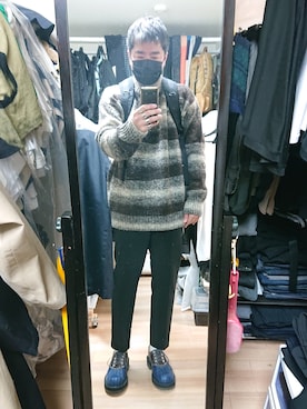 「アイテム（ニット/セーター、ブラウン系）」を使った、高さん（メンズ・176cm）の春コーディネート