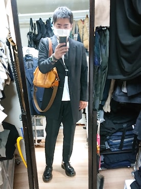 「MONKEY TIME（モンキータイム）のアイテム（チェスターコート）」を使った、高さん（メンズ・176cm）の秋コーディネート