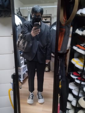 「STUDIOUS（ステュディオス）のアイテム（スラックス）」を使った、高さん（メンズ・176cm）の秋コーディネート