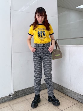 「yellow」｜出村彩乃さん（レディース・159cm）の春コーディネート