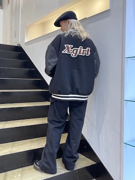 「ハンチング」｜「アイテム（スタジャン）」を使った、出村彩乃さん（レディース・159cm）の秋コーディネート
