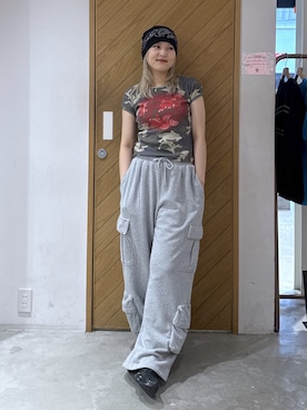 「X-girl（エックスガール）のVARIOUS POCKET SWEATPANTS（スウェットパンツ、グレー系）」を使った、AYANOさん（レディース・159cm）の春コーディネート