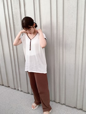 「FRAMeWORK（フレームワーク）のアイテム（ベスト）」を使った、わわわさん（レディース・160cm）の夏コーディネート