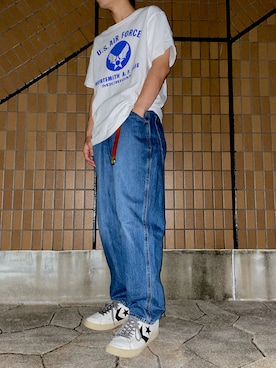 「Buzz Rickson's（バズリクソンズ）のアイテム（Tシャツ/カットソー）」を使った、りゅーとさん（メンズ・169cm）の夏コーディネート