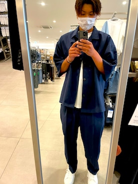 「ジーユーコーデ」｜「アイテム（スラックス）」を使った、maruさん（メンズ・174cm）の夏コーディネート