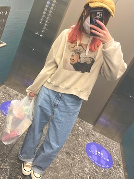 「H&M（エイチ・アンド・エム）のアイテム（パーカー）」を使った、いーびぃさん（レディース・153cm）の夏コーディネート
