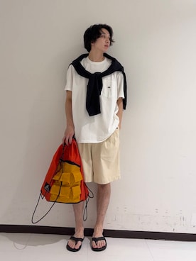 「ISLAND SLIPPER（アイランドスリッパ）のアイテム（サンダル）」を使った、manatoさん（メンズ・173cm）の夏コーディネート