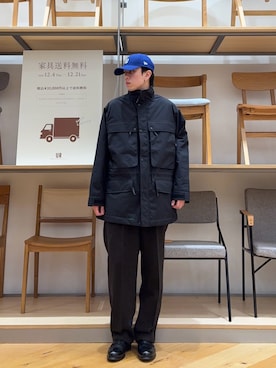 「アイテム（その他アウター、ブラック系）」を使った、manatoさん（メンズ・173cm）の冬コーディネート