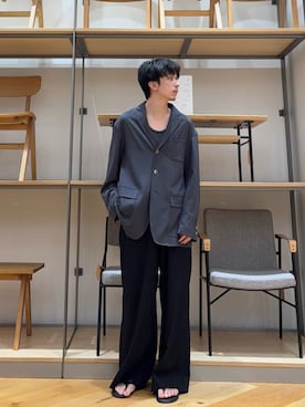 「FORK&SPOON（フォークアンドスプーン）のFORK&SPOON　TRテーラードジャケット（その他アウター、グレー系）」を使った、manatoさん（メンズ・173cm）の夏コーディネート