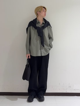 「ATON（エイトン）のアイテム」を使った、manatoさん（メンズ・173cm）の秋コーディネート