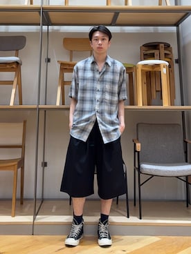 「URBAN RESEARCH（アーバンリサーチ）のLOTTO　4WAY STRETCH NYLON SHORTS（その他パンツ、ブラック系）」を使った、manatoさん（メンズ・173cm）の春コーディネート