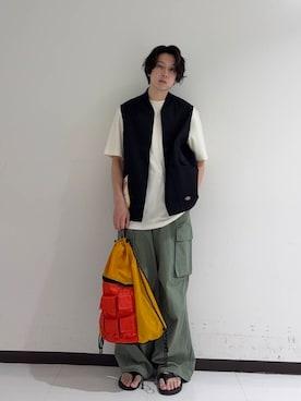 「ISLAND SLIPPER（アイランドスリッパ）のアイテム（サンダル）」を使った、manatoさん（メンズ・173cm）の夏コーディネート