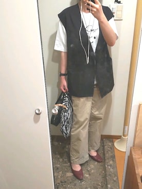 「ZOZO（ゾゾ）のアイテム（チノパンツ）」を使った、リーダーさん（レディース・165cm）の夏コーディネート
