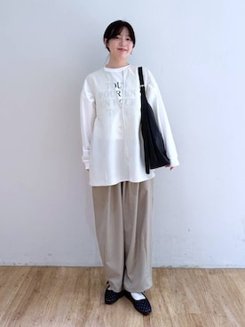 「高見え」｜「アイテム（バレエシューズ）」を使った、yuiさん（レディース・158cm）の春コーディネート