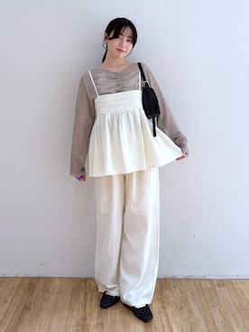 「高見え」｜「アイテム（バレエシューズ）」を使った、yuiさん（レディース・158cm）の春コーディネート