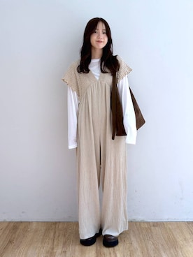 「アイテム（サロペット/オーバーオール）」を使った、yuiさん（レディース・158cm）の秋コーディネート