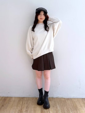「アイテム（ハンチング/ベレー帽）」を使った、yuiさん（レディース・158cm）の秋コーディネート