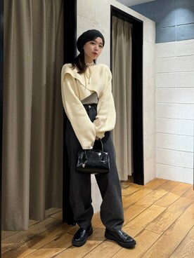 「高見え」｜「アイテム（ハンチング/ベレー帽）」を使った、yuiさん（レディース・158cm）の秋コーディネート