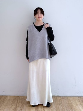 「高見え」｜「アイテム（バレエシューズ）」を使った、yuiさん（レディース・158cm）の春コーディネート
