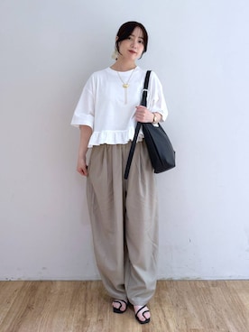 「LOWRYS FARM（ローリーズファーム）のヤワラカルイ２ＷＡＹショルダーＢＡＧ 115210（ショルダーバッグ）」を使った、yuiさん（レディース・158cm・20代）の夏コーディネート
