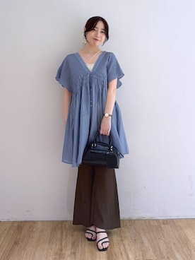 「高見え」｜「アイテム（パンツ）」を使った、yuiさん（レディース・158cm）の夏コーディネート