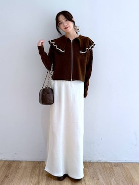 「アイテム（シュシュ）」を使った、yuiさん（レディース・158cm）の秋コーディネート