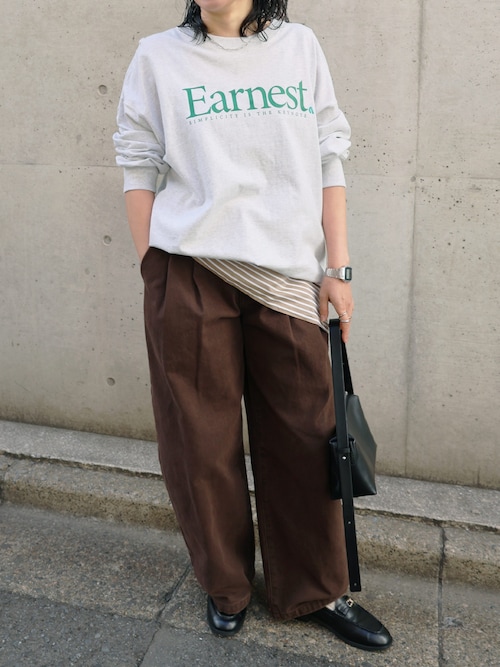 Earnestロゴプリント長袖Tシャツ