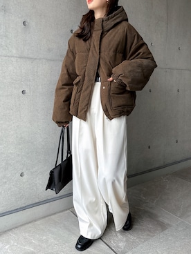 「アイテム（ダウンジャケット/コート）」を使った、andmeさん（レディース・160cm）の秋コーディネート