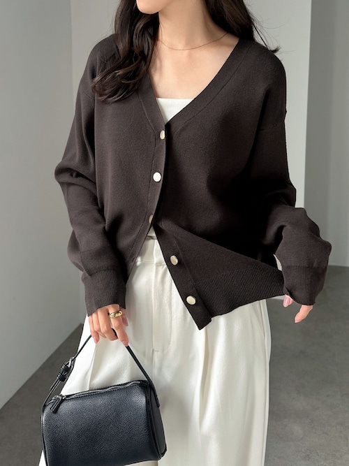 めろ出品 金ボタンVネックニットカーディガン（カーディガン/ボレロ